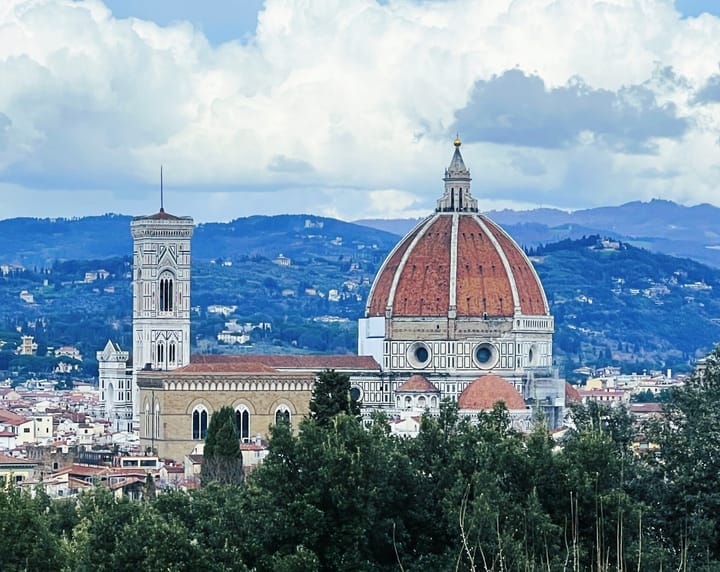 A view of the Duomo di Firenze from the Boboli Gardens in Florence's Oltrarno district.